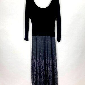 Vintage Linda Allard For Ellen Tracy Fairy Goth Velvet Silk & Lace Maxi Dress 6